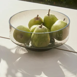 AYTM coupe Volvi, gris fumé, Ø 25 cm, verre, socle, marbre^ Meubles & Aménagements