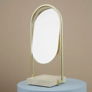 AYTM miroir de table Angui, doré, hauteur 35 cm, verre, marbre^ Meubles & Aménagements