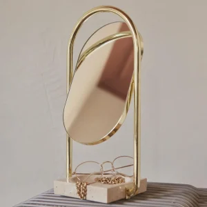 AYTM miroir de table Angui, doré, hauteur 35 cm, verre, marbre^ Meubles & Aménagements