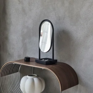 AYTM miroir de table Angui, noir, hauteur 35 cm, verre, marbre^ Meubles & Aménagements