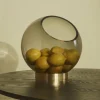 AYTM Vase Globe, Ø 17 cm, ambre / or, verre, acier inoxydable^ Meubles & Aménagements