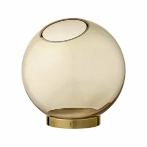 AYTM Vase Globe, Ø 17 cm, ambre / or, verre, acier inoxydable^ Meubles & Aménagements