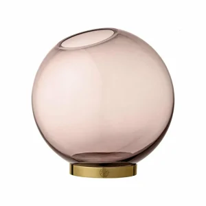 AYTM Vase Globe, Ø 17 cm, rose / doré, verre, acier inoxydable^ Meubles & Aménagements