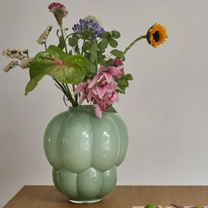 AYTM Vase Uva, verre, vert, Ø 26 cm, hauteur 28 cm, soufflé à la bouche^ Meubles & Aménagements