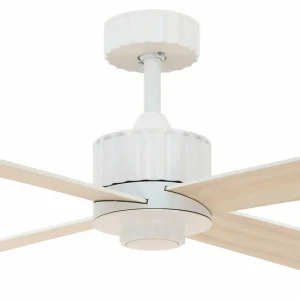 Beacon Lighting Beacon Ventilateur de plafond avec lumière Newport, blanc/chêne, silencieux^ Ventilateurs