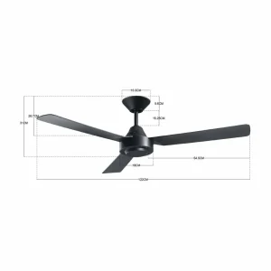 Beacon Lighting Beacon Ventilateur de plafond Bayside Calypso noir 122 cm silencieux^ Ventilateurs