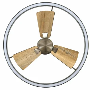 Beacon Lighting Beacon Ventilateur de plafond LED Cessna, nickel/chêne, DC, silencieux^ Ventilateurs