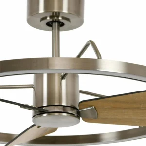 Beacon Lighting Beacon Ventilateur de plafond LED Cessna, nickel/chêne, DC, silencieux^ Ventilateurs