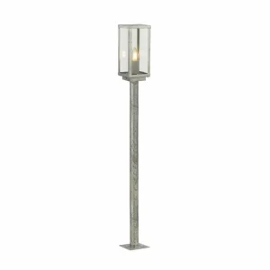 Searchlight Borne lumineuse Box II, hauteur 90 cm, argent/clair, verre, IP44^ Bornes Éclairage Extérieur