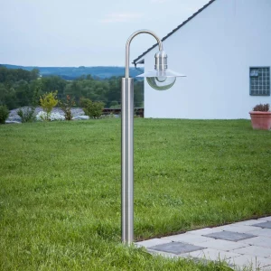 Lindby Borne lumineuse Damion courbée en inox^ Bornes Éclairage Extérieur