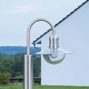 Lindby Borne lumineuse Damion courbée en inox^ Bornes Éclairage Extérieur