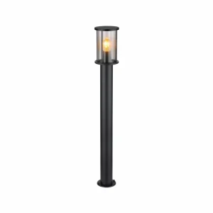 Globo Borne lumineuse Gracey, hauteur 100 cm, noir, acier inoxydable, IP54^ Bornes Éclairage Extérieur