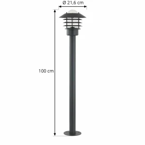 Lindby Borne lumineuse Belmiro, fer, hauteur 100 cm, E27, noir^ Bornes Éclairage Extérieur