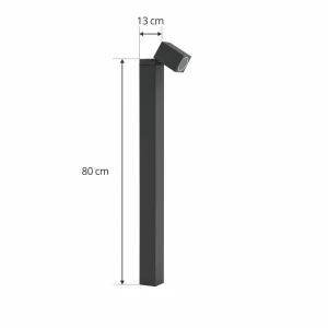 Lindby Borne lumineuse Othil, hauteur 80 cm, gris, aluminium^ Bornes Éclairage Extérieur