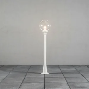 Konstsmide Borne lumineuse Linus blanche à boule transparente^ Bornes Éclairage Extérieur