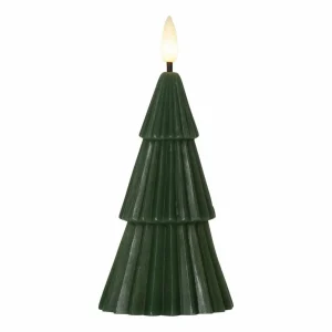 STAR TRADING Bougie LED Flamme Grany, vert, 15 cm, cire véritable, à piles^ Lumière De Noël