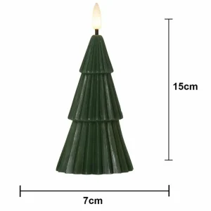 STAR TRADING Bougie LED Flamme Grany, vert, 15 cm, cire véritable, à piles^ Lumière De Noël