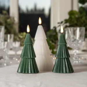 STAR TRADING Bougie LED Flamme Grany, vert, 15 cm, cire véritable, à piles^ Lumière De Noël