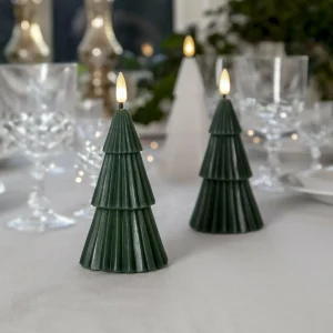 STAR TRADING Bougie LED Flamme Grany, vert, 15 cm, cire véritable, à piles^ Lumière De Noël