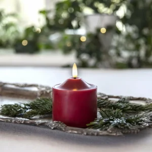STAR TRADING Bougie LED Flamme, hauteur 9,5 cm rouge Cire véritable Fonctionnement sur piles^ Lampes Décoratives