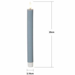 STAR TRADING Bougie LED Flamme Stripe, bleu, 25 cm, pile de cire, set de 2 pièces^ Lumière De Noël