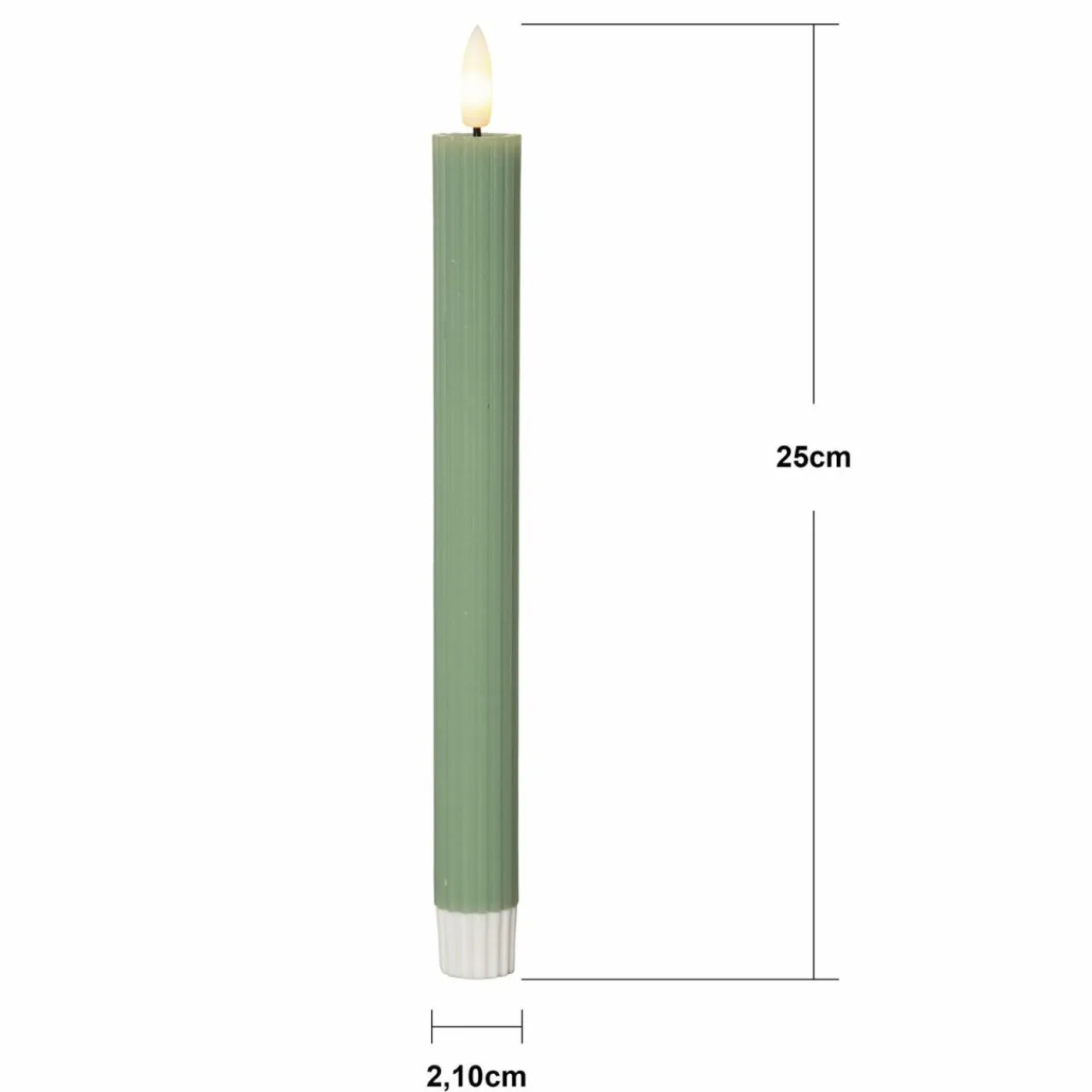 STAR TRADING Bougie LED Flamme Stripe, vert, 25 cm, pile de cire Set de 2 pièces^ Lumière De Noël