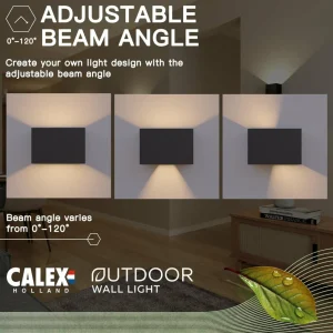 Calex applique d'extérieur Rectangle up/down, hauteur 10cm, noir^ Appliques Murales Extérieures