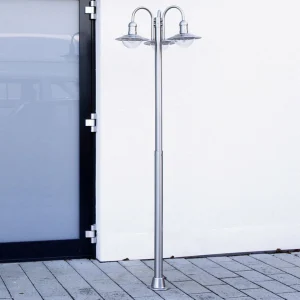 Lindby Candélabre Damion en inox à 3 lampes^ Lampadaires D'Extérieur