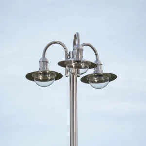 Lindby Candélabre Damion en inox à 3 lampes^ Lampadaires D'Extérieur
