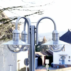 Lindby Candélabre Damion en inox à 3 lampes^ Lampadaires D'Extérieur