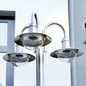 Lindby Candélabre Damion en inox à 3 lampes^ Lampadaires D'Extérieur