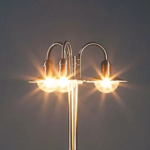 Lindby Candélabre Damion en inox à 3 lampes^ Lampadaires D'Extérieur