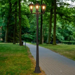 Lindby Candélabre élégant Lamina à 3 lampes^ Lampadaires D'Extérieur