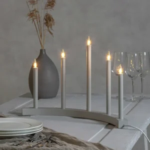 STAR TRADING Chandelier Accent à neuf lampes, gris clair^ Lumière De Noël