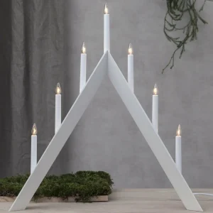 STAR TRADING Chandelier Arrow, pointe, 7 lampes, blanc^ Lumière De Noël