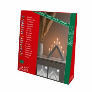 Konstsmide Christmas Chandelier en bois, 7 lampes, hauteur 34cm gris^ Lumière De Noël