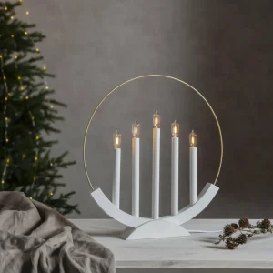 STAR TRADING Chandelier LED Brace à 5 lampes, blanc/doré^ Lumière De Noël