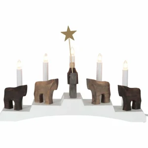 STAR TRADING Chandelier Staffans fålar, brun/blanc^ Lumière De Noël