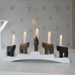 STAR TRADING Chandelier Staffans fålar, brun/blanc^ Lumière De Noël