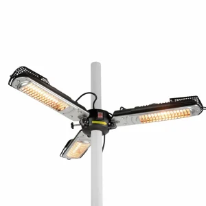 JUST LIGHT. Chauffage radiant Glow pour parasols, noir, fer, Ø 102cm^ Meubles & Aménagements