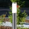 Lindby Éclairage pour chemin cylindrique Kristof, inox^ Bornes Éclairage Extérieur