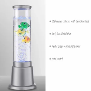 JUST LIGHT. Colonne d’eau Ava avec LED et poissons, 36 cm^ Lampes Décoratives