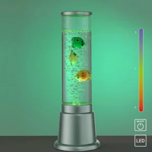 JUST LIGHT. Colonne d’eau Ava avec LED et poissons, 36 cm^ Lampes Décoratives