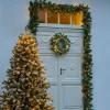 Sirius Couronne LED Anton minuterie, vert & décor enneigé^ Lumière De Noël