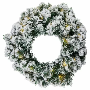Sirius Couronne LED Anton minuterie, vert & décor enneigé^ Lumière De Noël