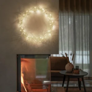 Konstsmide Christmas Couronne métal LED IP20 argent Ø45cm treillis fil^ Lumière De Noël