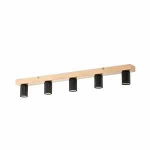Envostar Esan plafonnier en bois de hêtre à 5 lampes^ Luminaires Durables