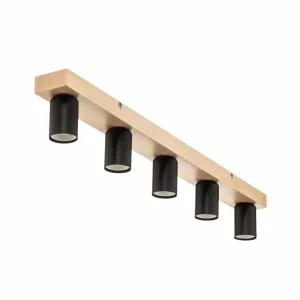 Envostar Esan plafonnier en bois de hêtre à 5 lampes^ Luminaires Durables