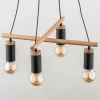 Envostar Glenn suspension à 4 lampes, hêtre/noir^ Luminaires Durables