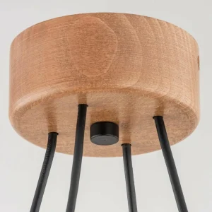 Envostar Glenn suspension à 4 lampes, hêtre/noir^ Luminaires Durables